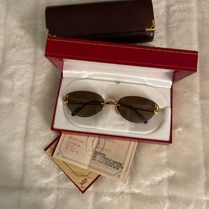 Cartier Vintage Scala Gold Rimless Sunglasses